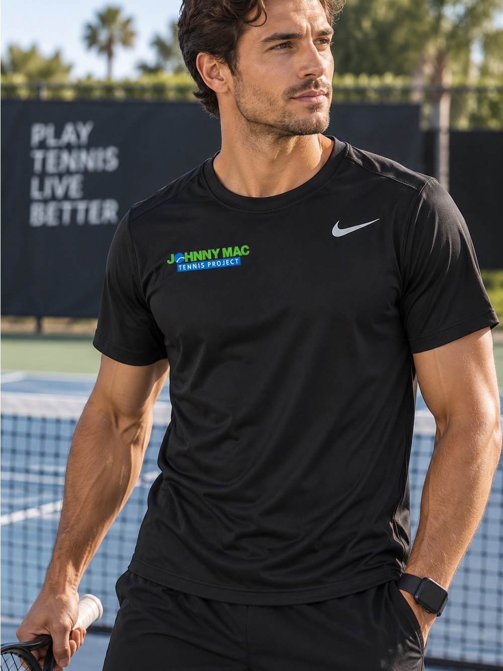 Nike Black Short Sleeve Johnny Mac Tennis Project Performance Tee